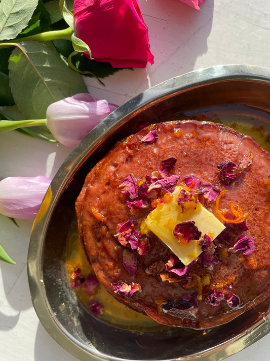 Pink Chestnut Flour Pancakes